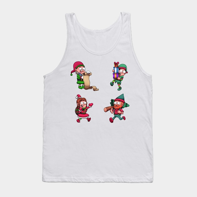 Christmas Elves Preparing For Christmas Tank Top by TheMaskedTooner